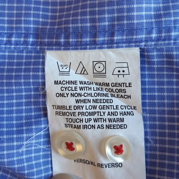 Tommy Hilfiger SZ 16 Reg Fit Blue & White Check Men's Button Up Shirt - Picture 7 of 10